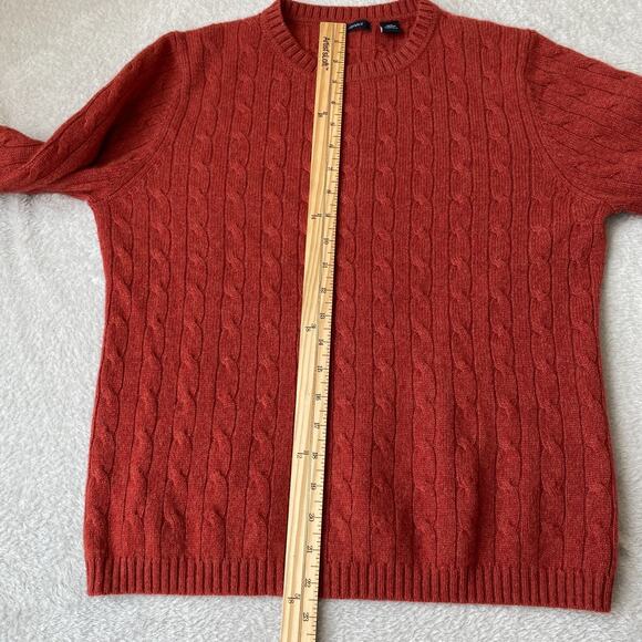 f. matthews Cable Knit Cashmere Sweater Women Size L Rust Fall Crew Neck Preppy - Picture 7 of 9